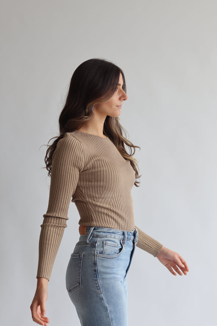 Ribbed Fitted Sweater Top