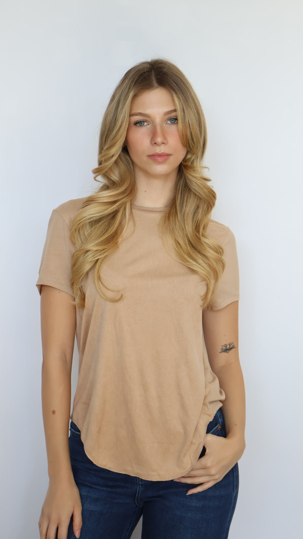 Elaina Full Vegan Suede Tee