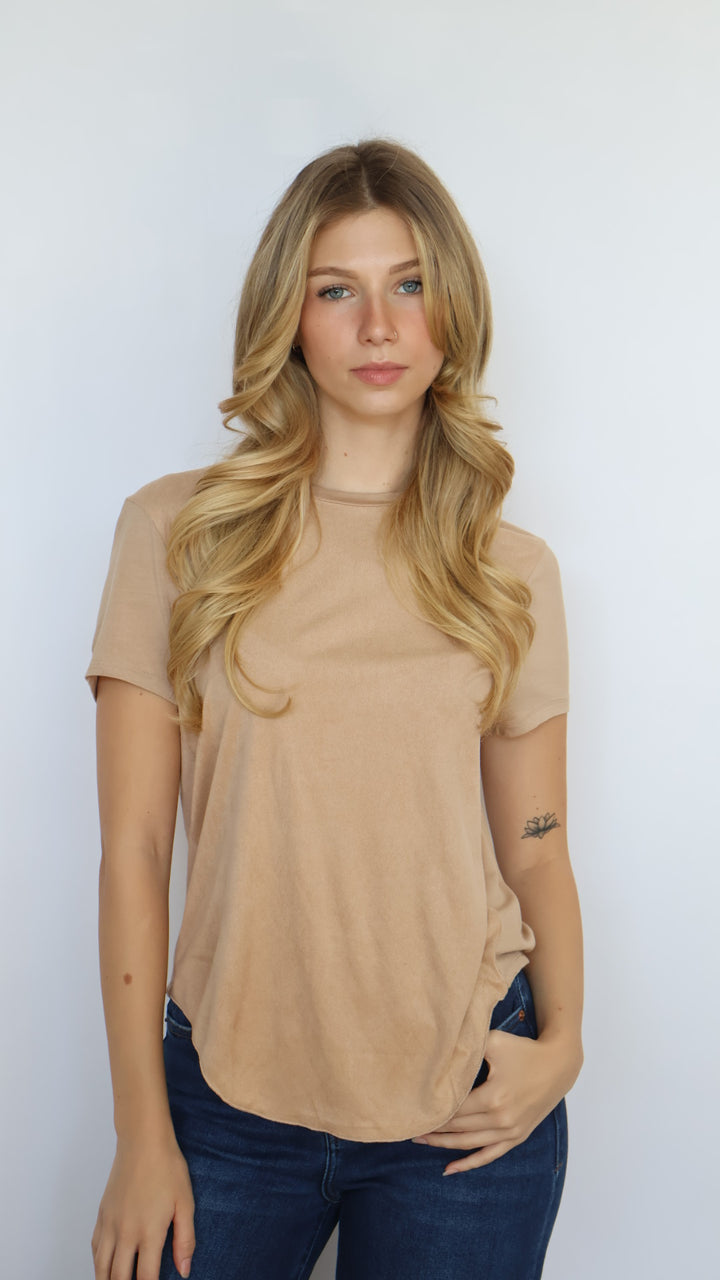 Elaina Full Vegan Suede Tee