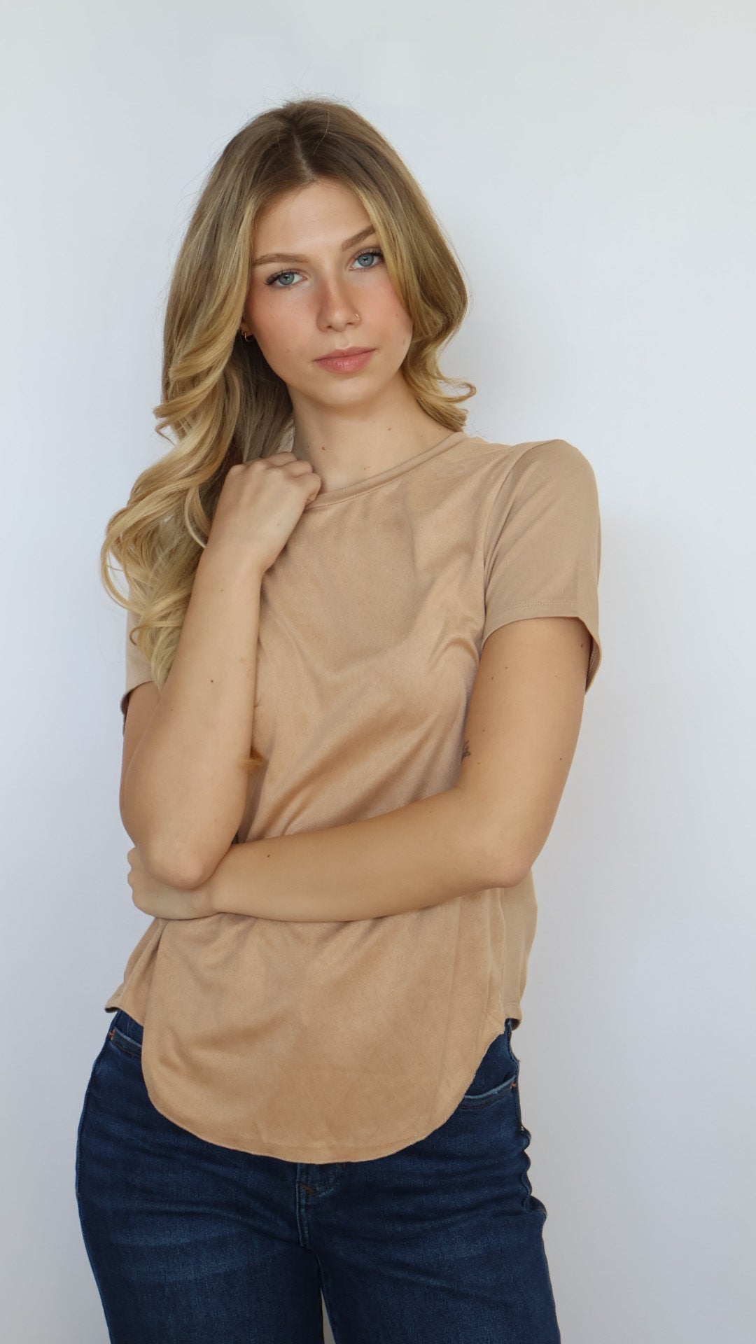 Elaina Full Vegan Suede Tee