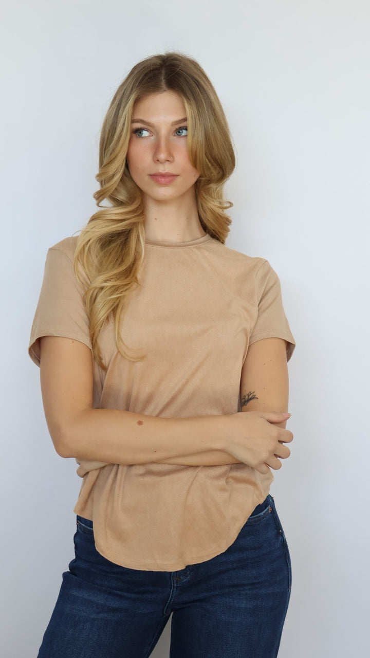 Elaina Full Vegan Suede Tee