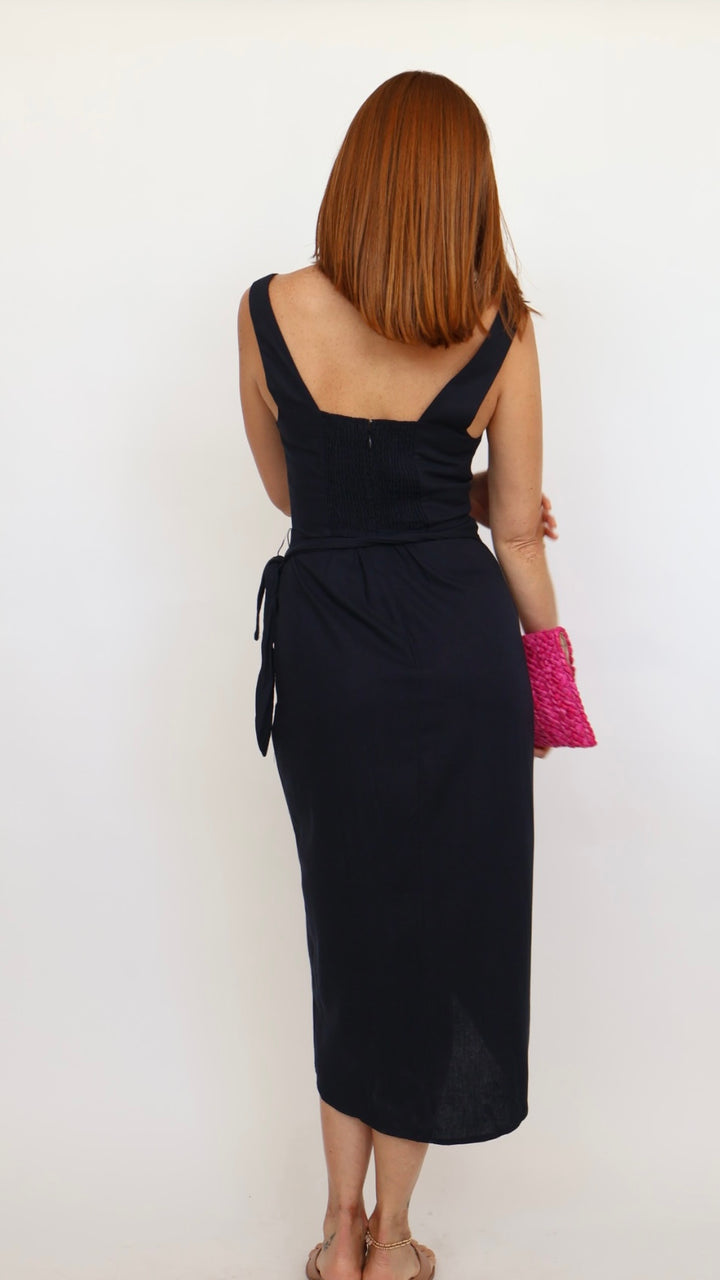 Ashlyn Wrap Front Midi Dress