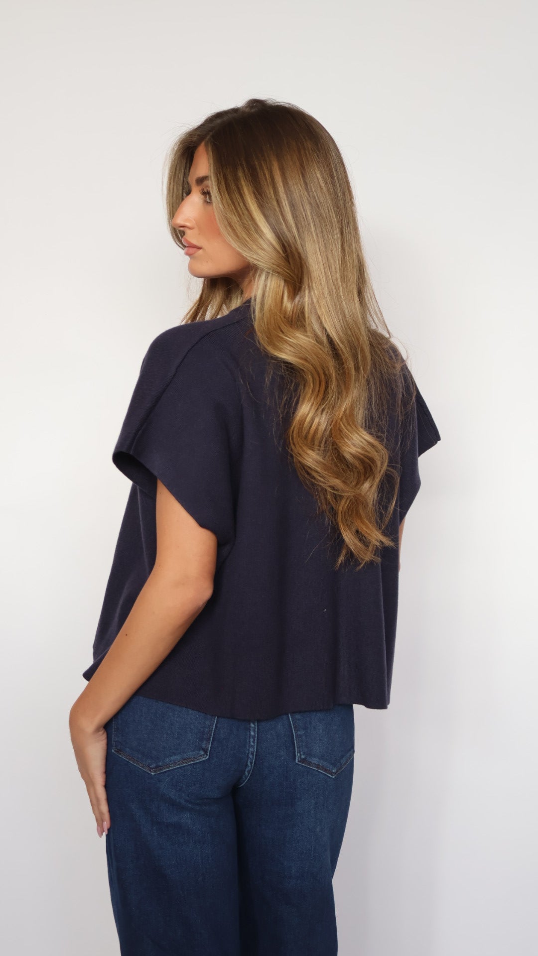 Button Down Cap Sleeve Sweater