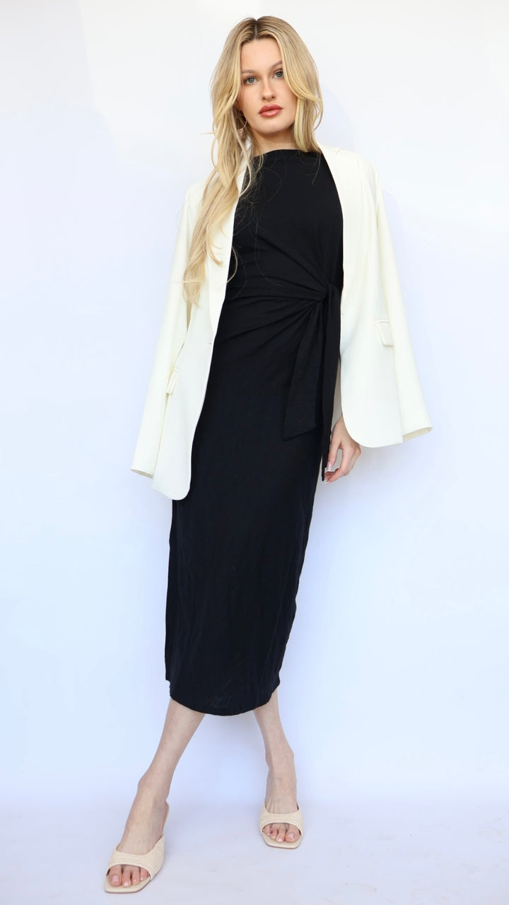 Midi Crewneck Capsleeve Dress