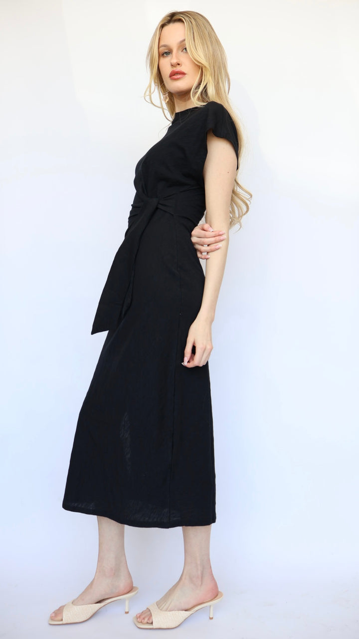 Midi Crewneck Capsleeve Dress