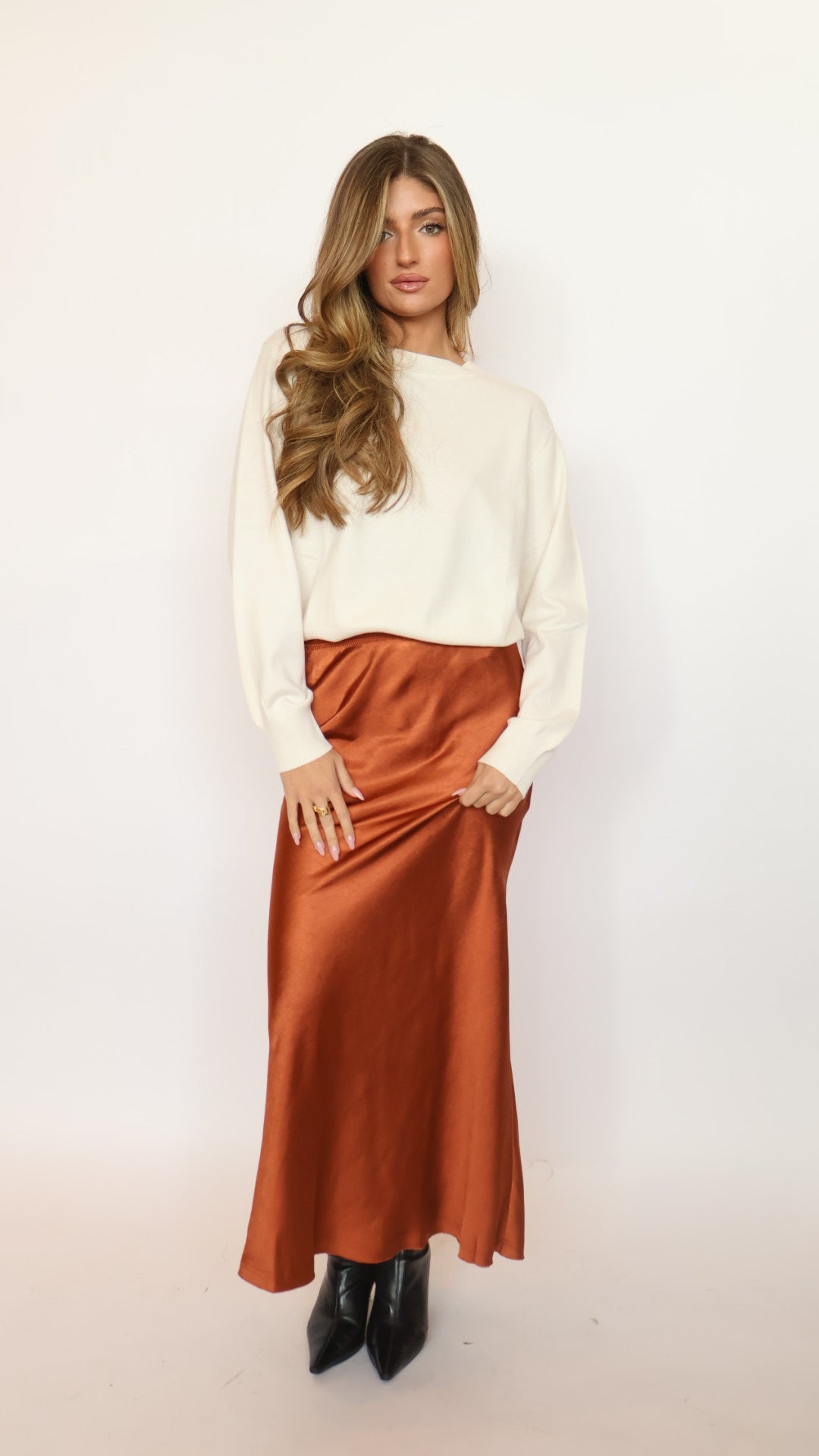 Victoria Satin Midi Skirt