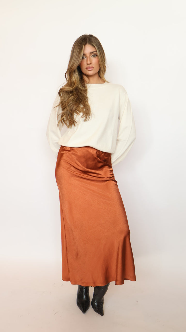 Victoria Satin Midi Skirt