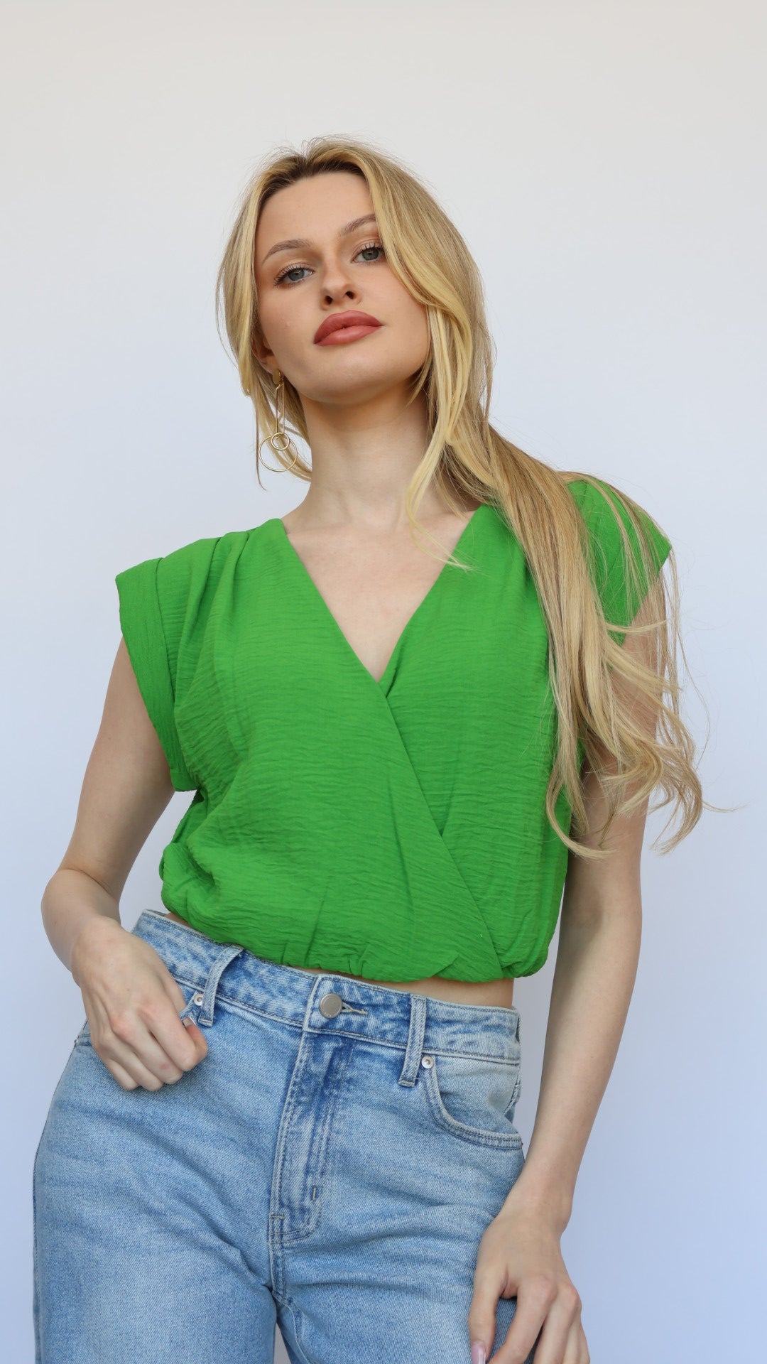 Emmie Crop V Neck Top
