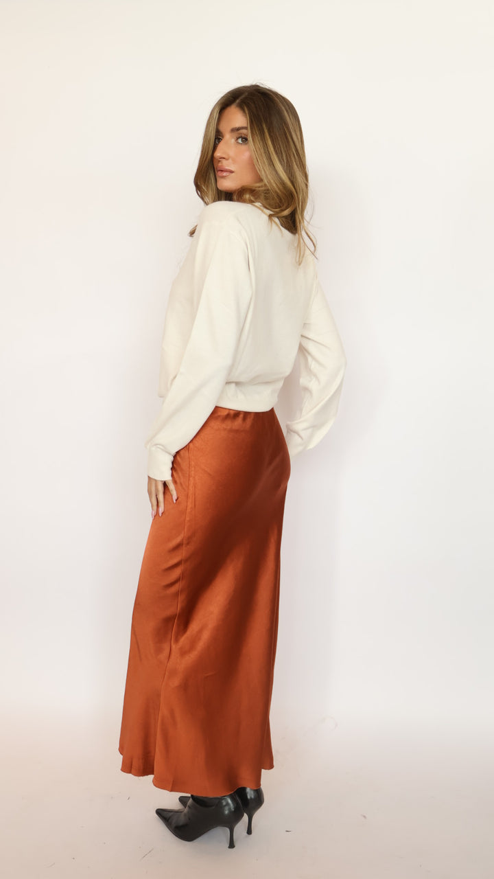 Victoria Satin Midi Skirt