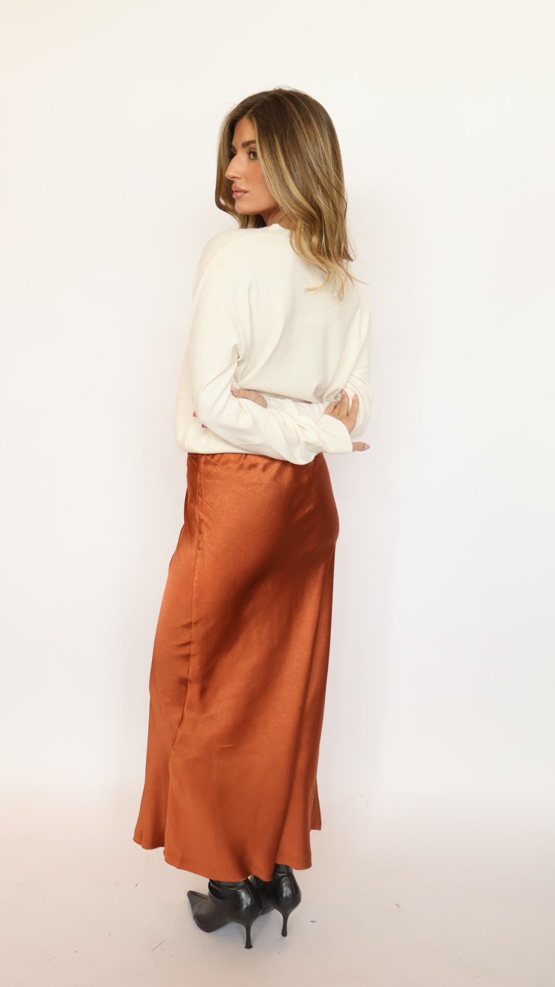 Victoria Satin Midi Skirt