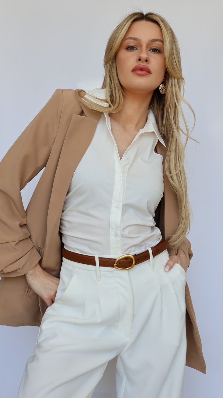 Sleeveless Button-Down Halter Top