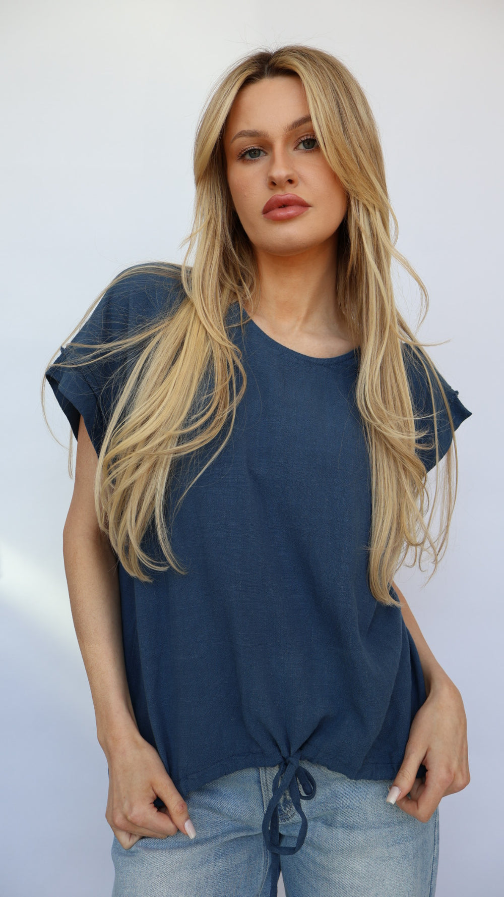 Short Sleeve Tie Front Top