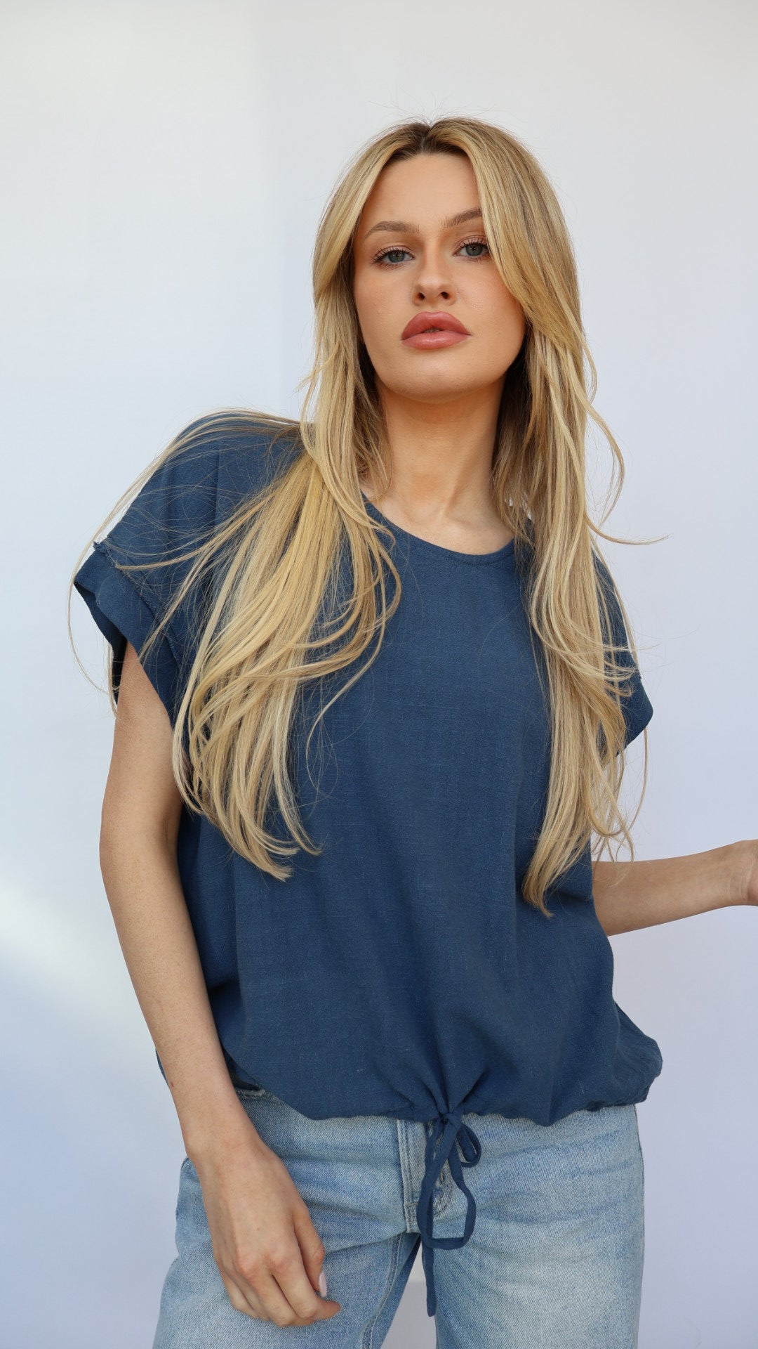 Short Sleeve Tie Front Top