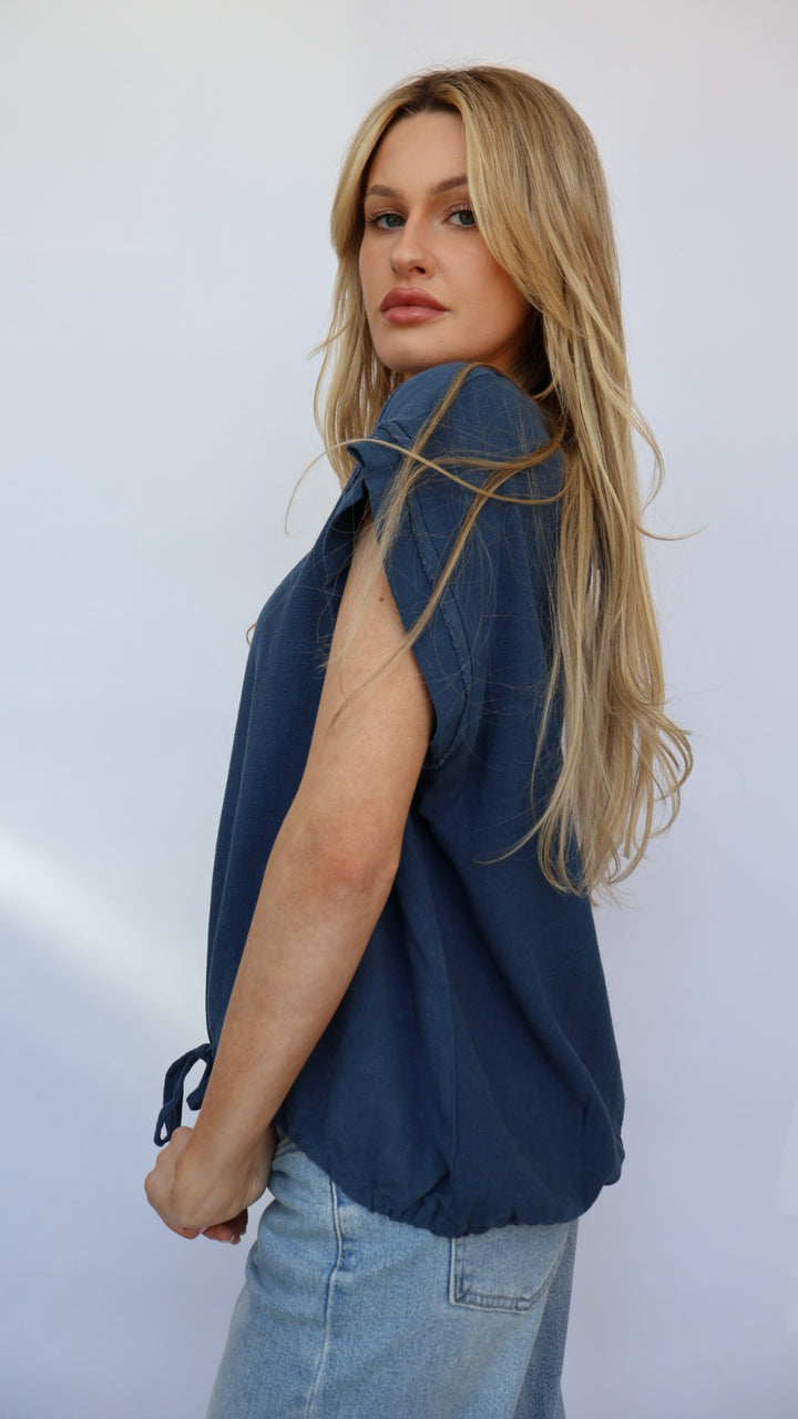 Short Sleeve Tie Front Top