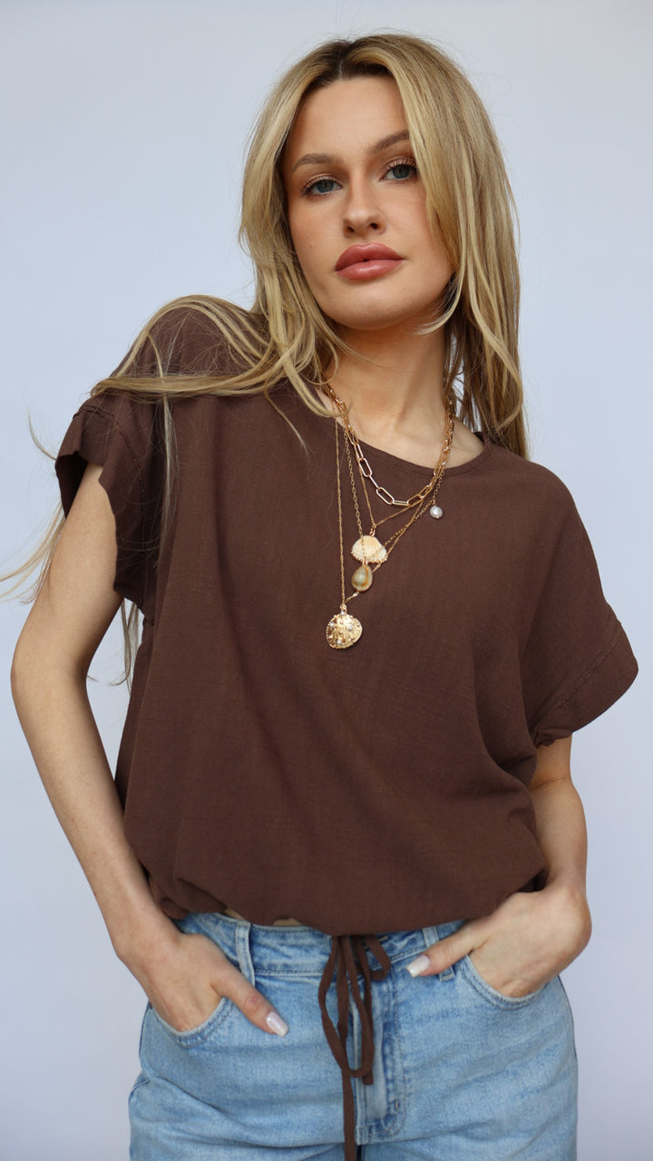 Short Sleeve Tie Front Top