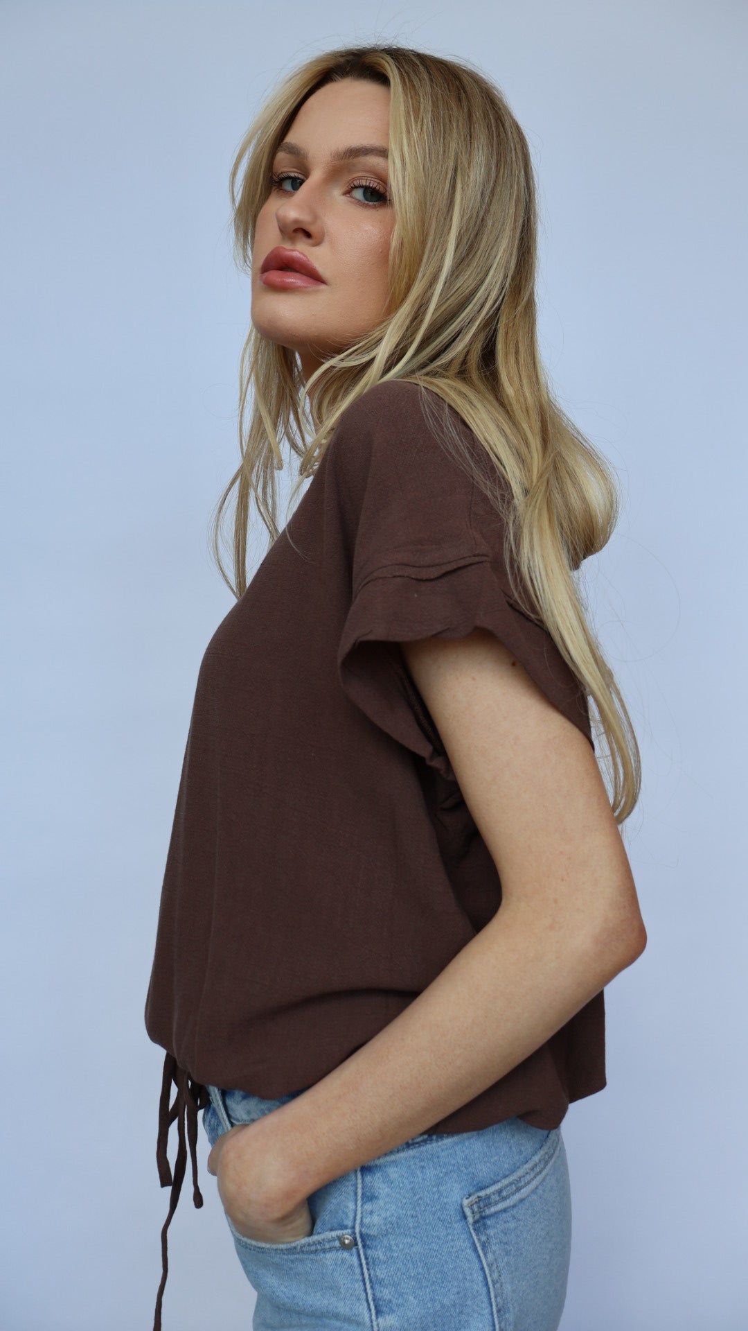 Short Sleeve Tie Front Top