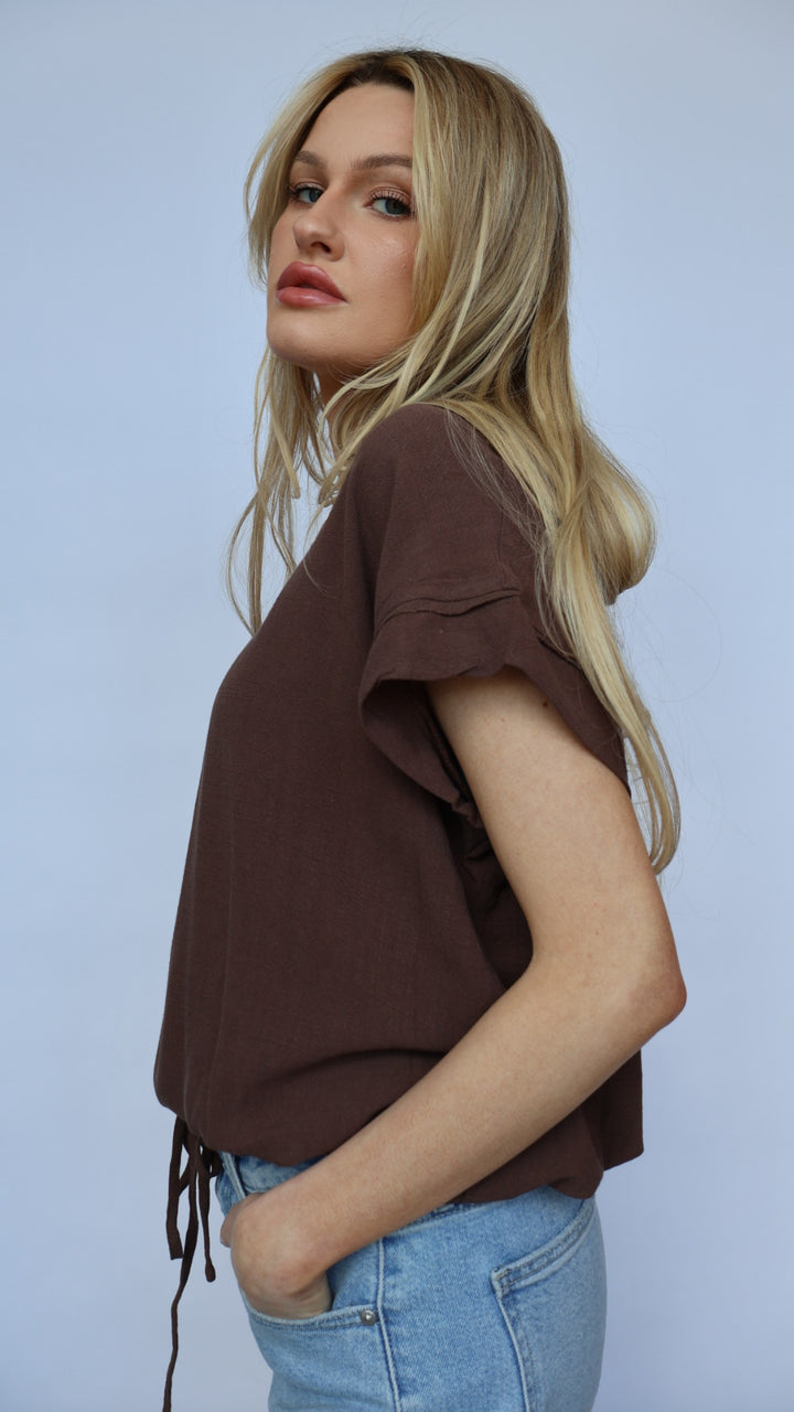 Short Sleeve Tie Front Top