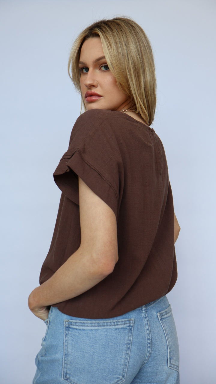 Short Sleeve Tie Front Top