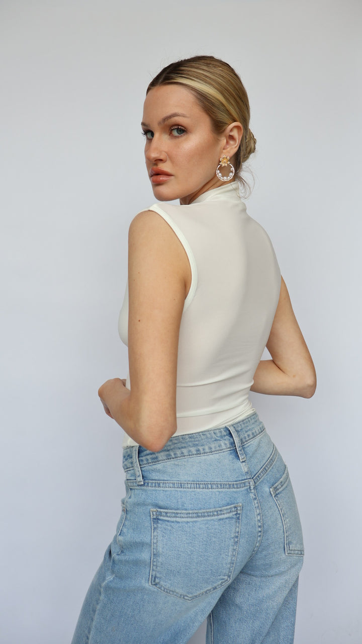 Sleeveless Mock Neck Top