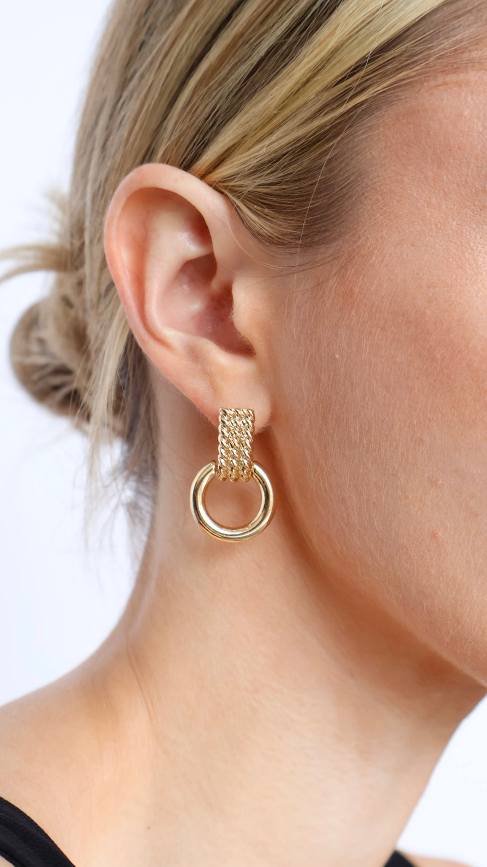 Metallic Braid And Hoop Dangle Earrings