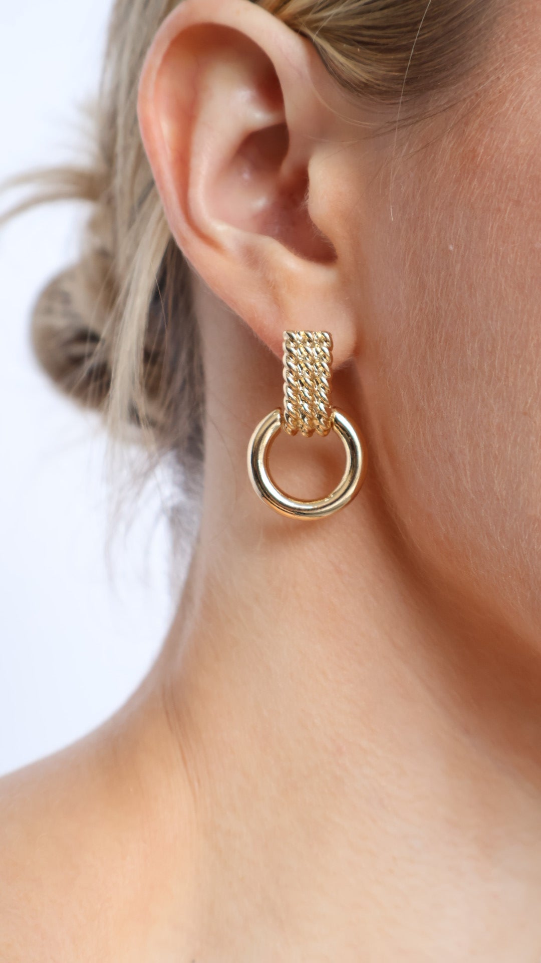 Metallic Braid And Hoop Dangle Earrings