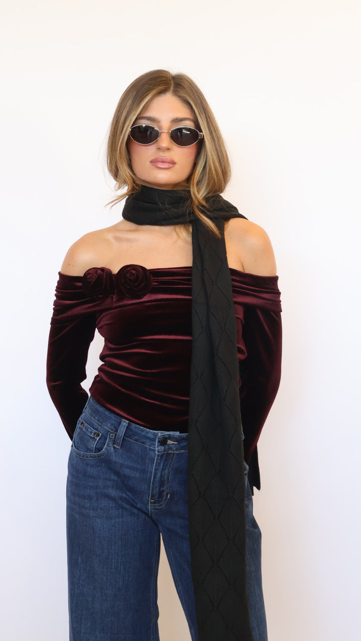 Diamond Pattern Solid Knit Winter Scarf