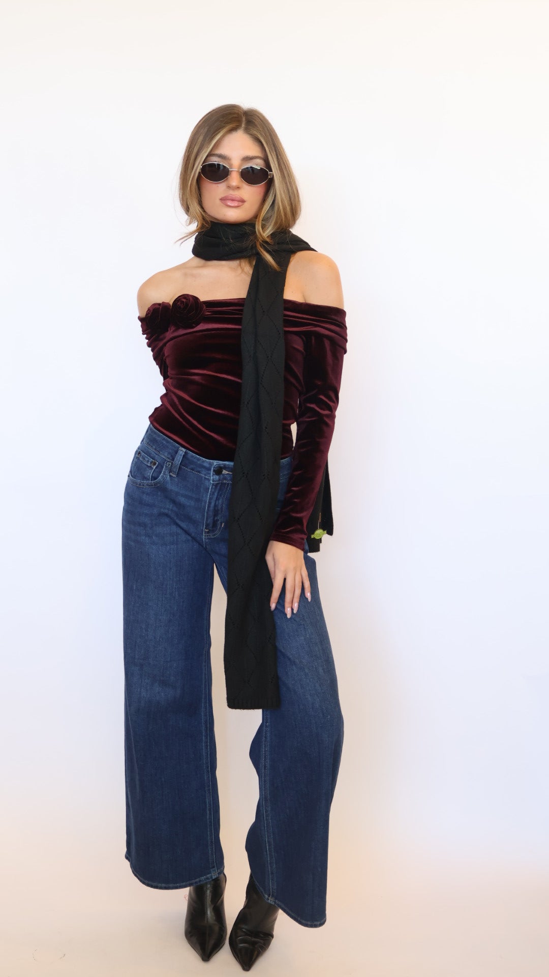 Diamond Pattern Solid Knit Winter Scarf