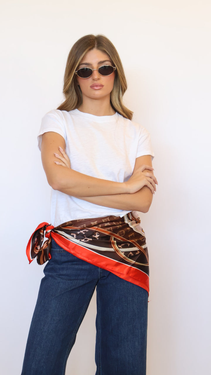 Red Satin Bandana Scarf