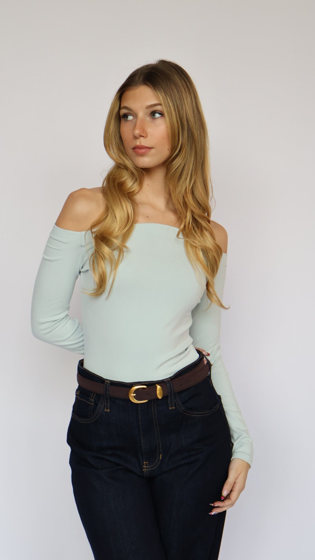 Fitted Off The Shoulder Top
