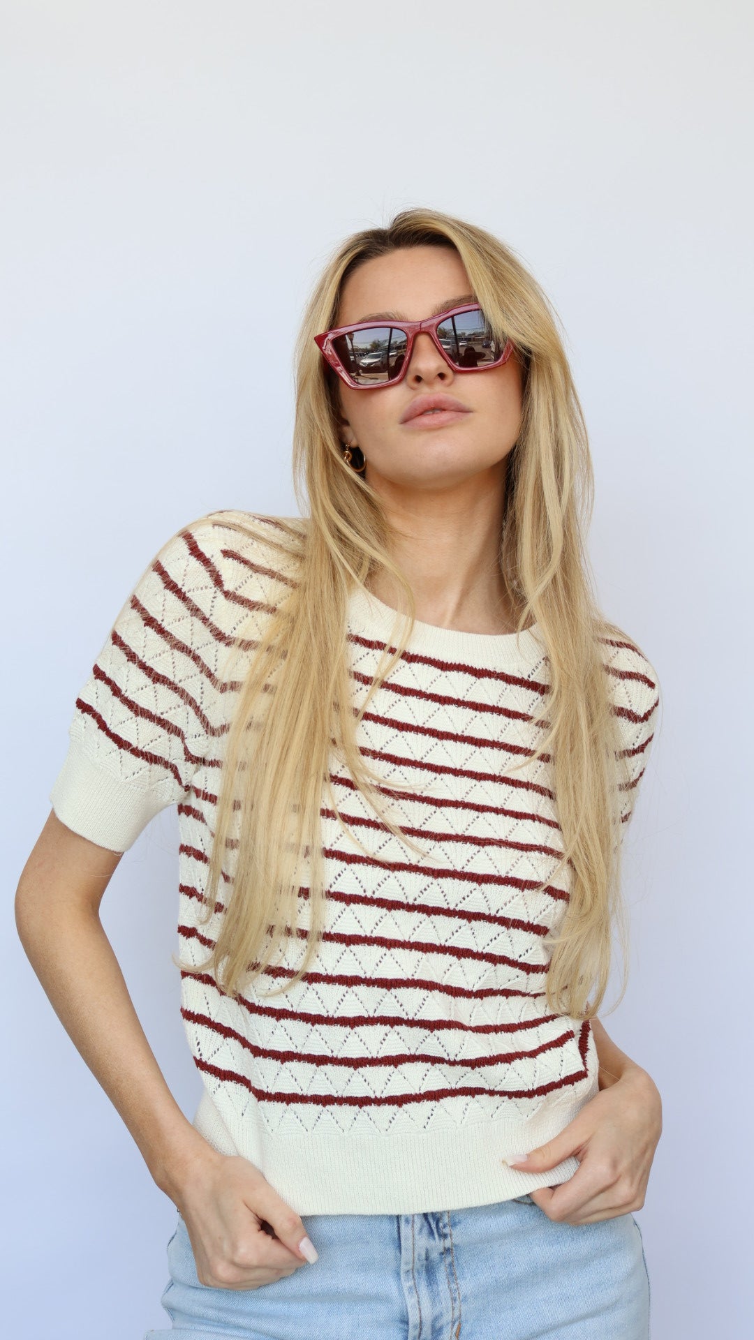 Norris Stripe Short Sleeve Sweater