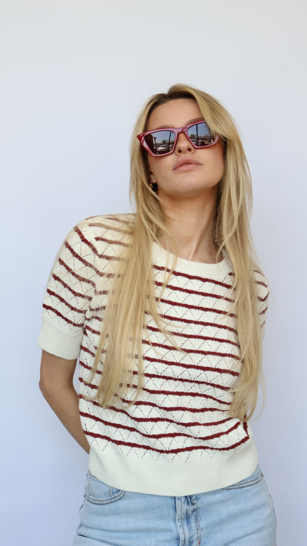 Norris Stripe Short Sleeve Sweater
