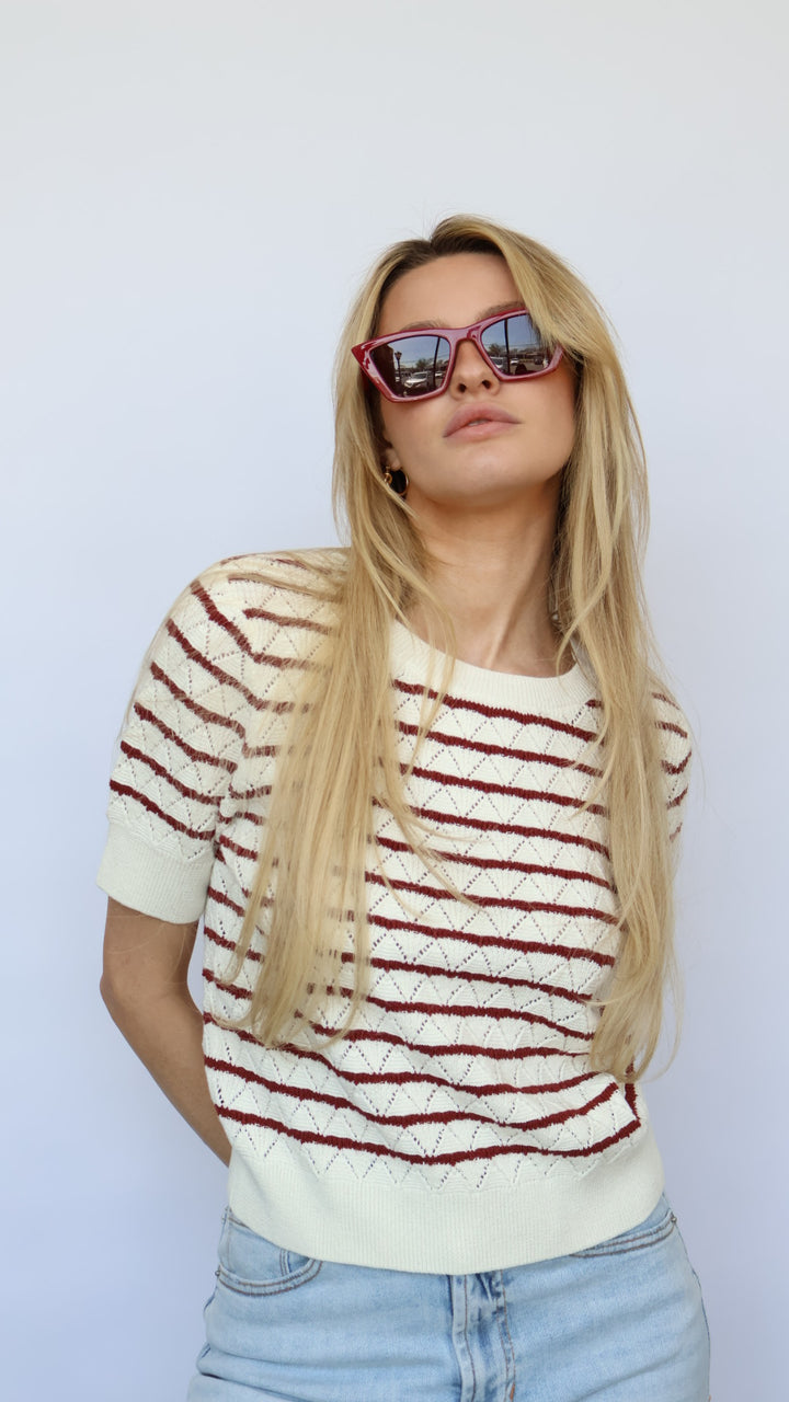Norris Stripe Short Sleeve Sweater