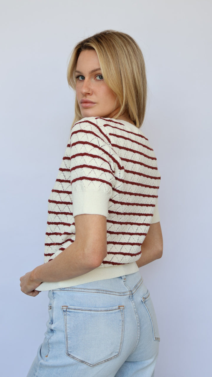 Norris Stripe Short Sleeve Sweater