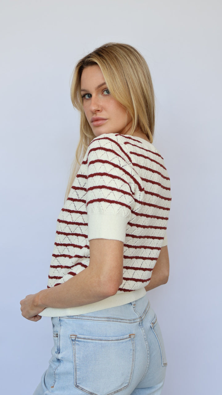 Norris Stripe Short Sleeve Sweater
