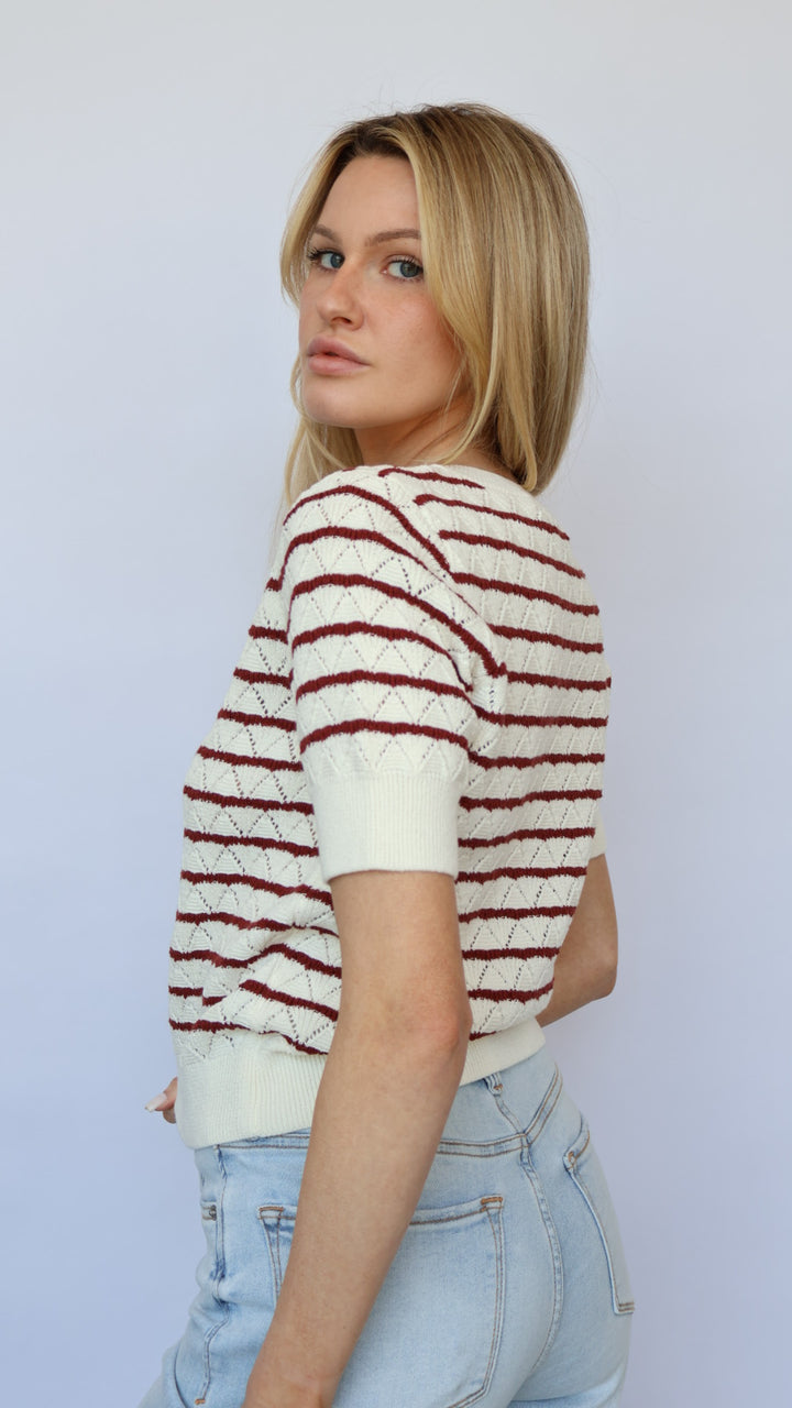 Norris Stripe Short Sleeve Sweater