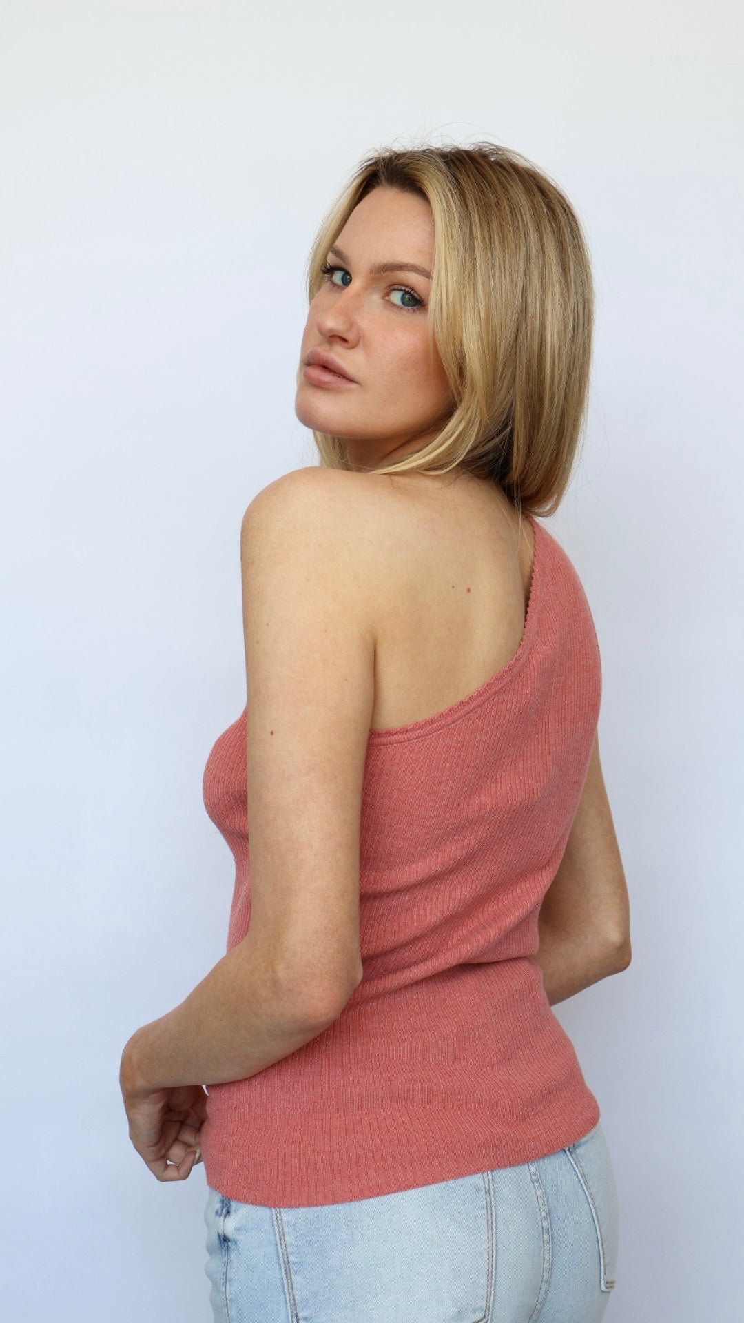 One Shoulder Knit Tank
