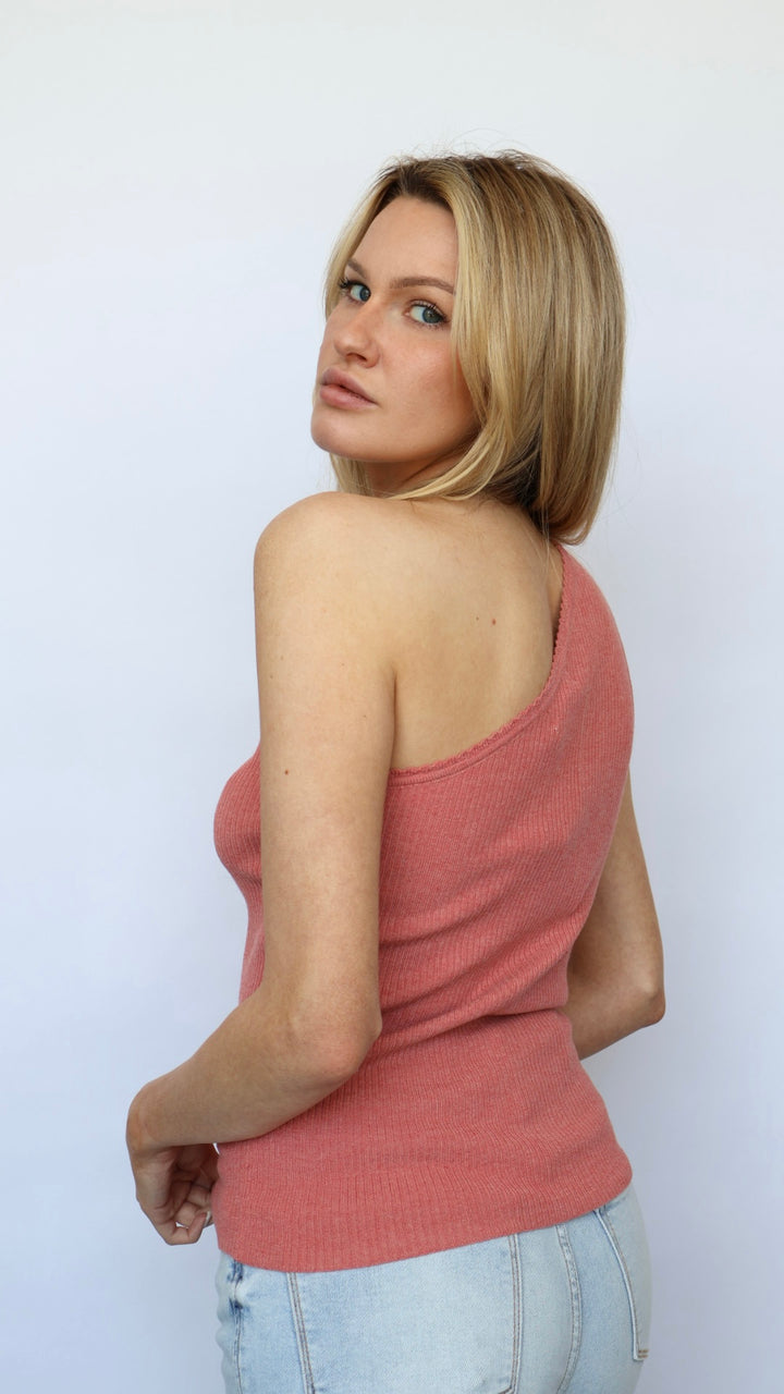 One Shoulder Knit Tank