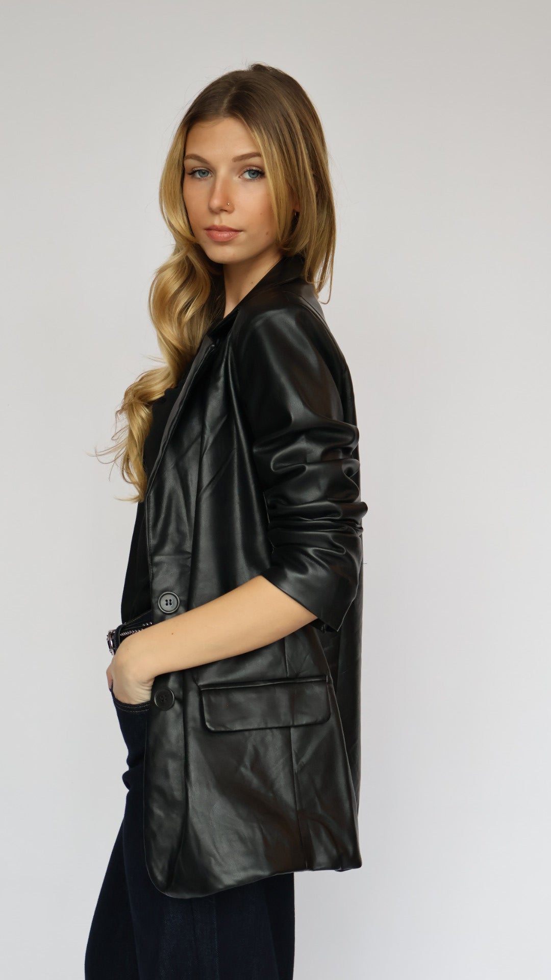 Generation Oversized Boyfriend Vegan Leather Blazer
