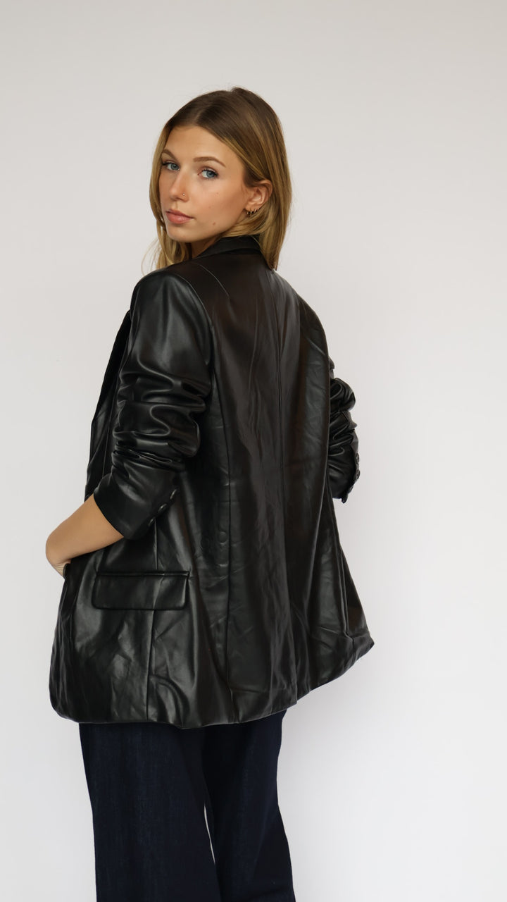 Generation Oversized Boyfriend Vegan Leather Blazer
