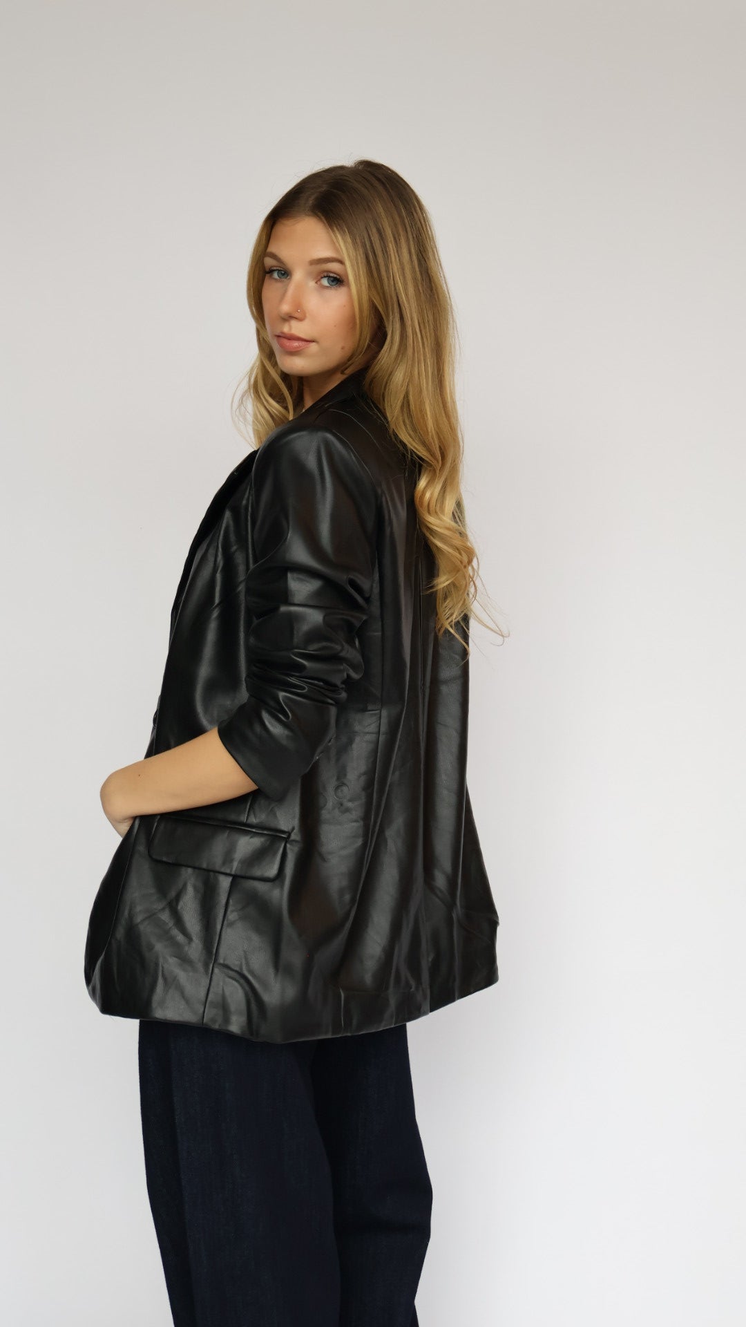 Generation Oversized Boyfriend Vegan Leather Blazer