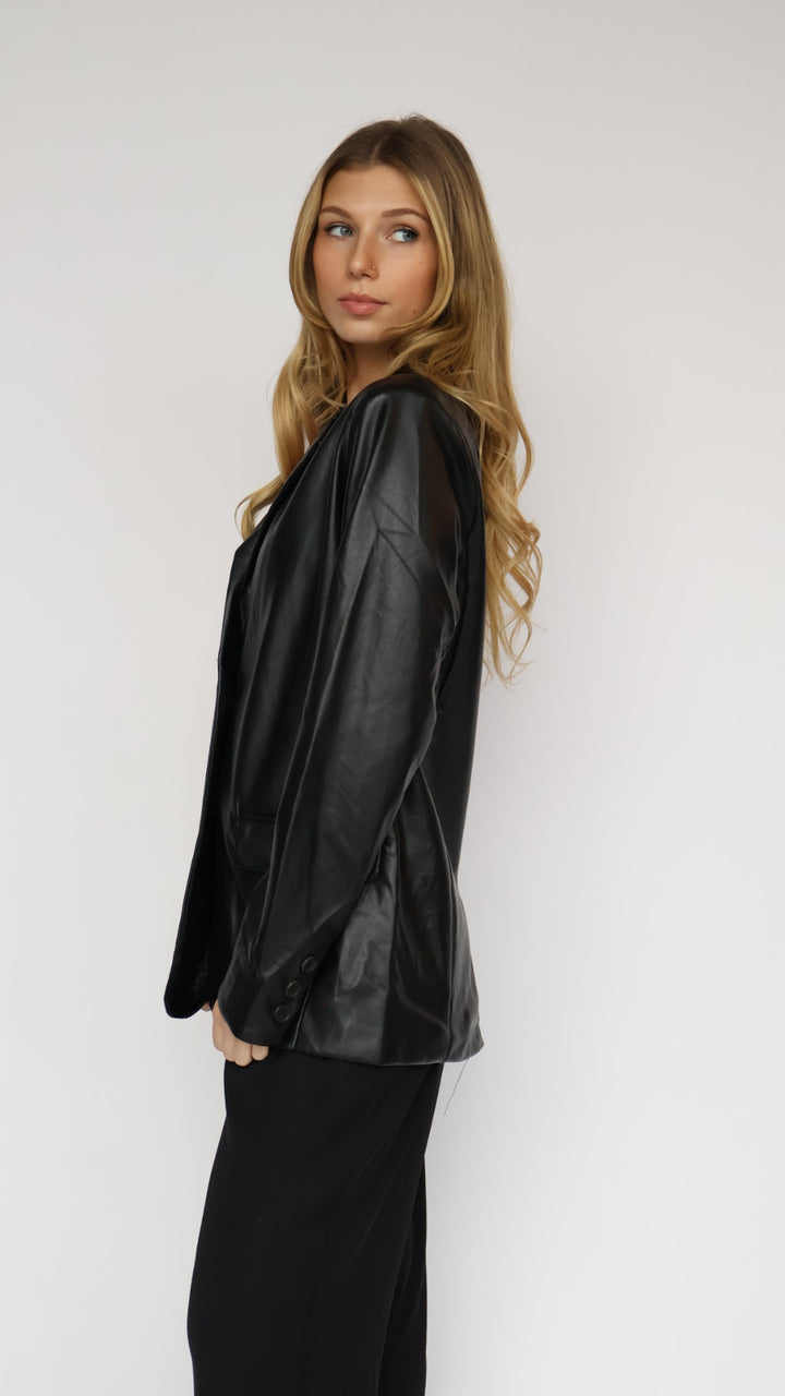 Generation Oversized Boyfriend Vegan Leather Blazer