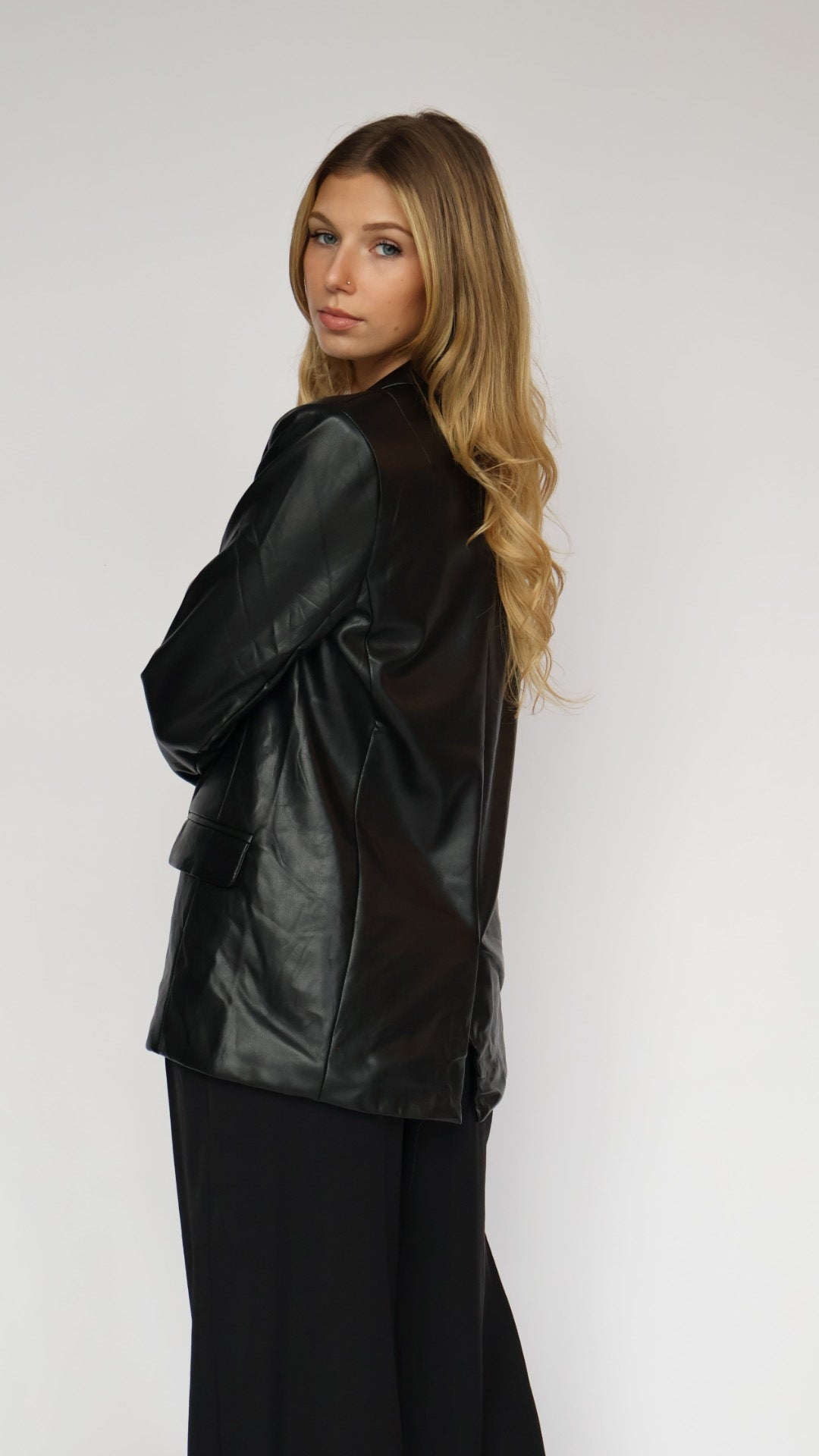 Generation Oversized Boyfriend Vegan Leather Blazer