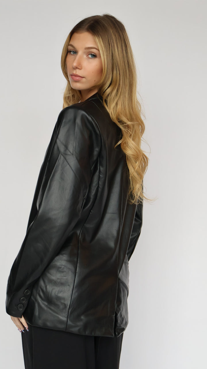 Generation Oversized Boyfriend Vegan Leather Blazer