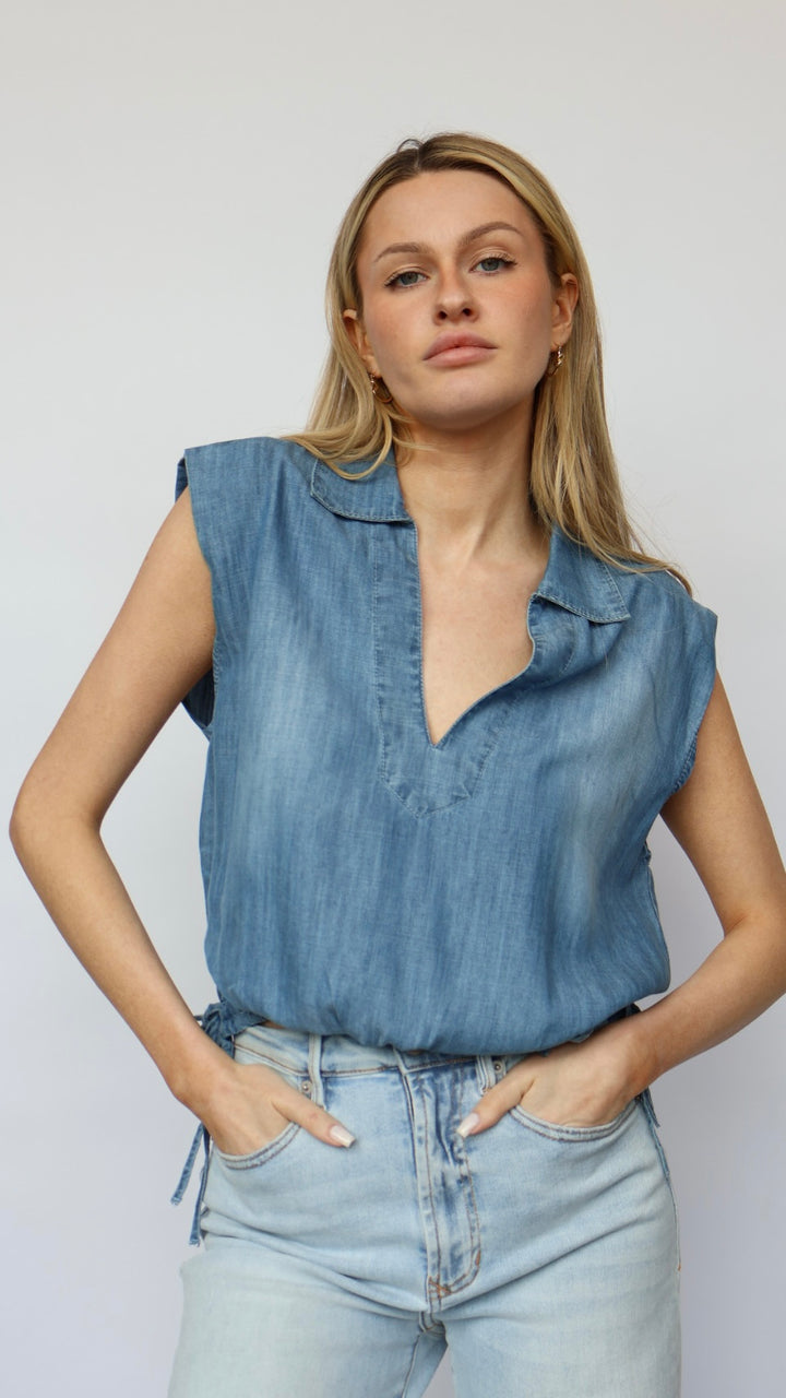 Collared Chambray Top