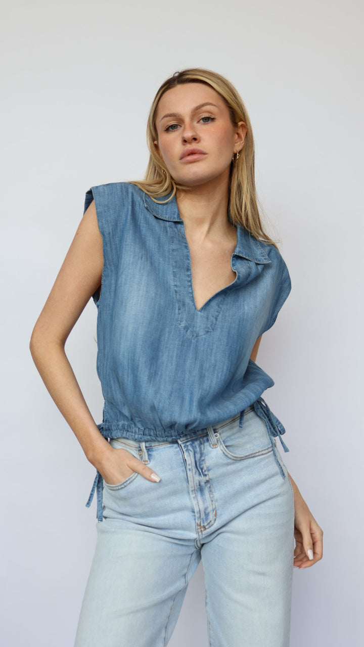 Collared Chambray Top