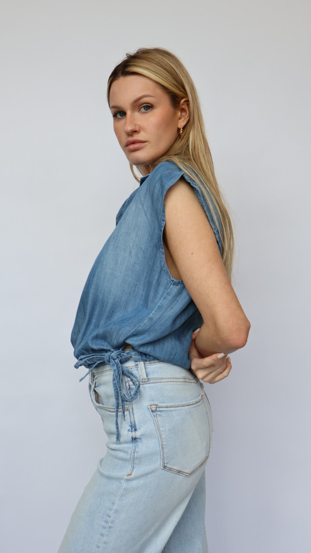 Collared Chambray Top