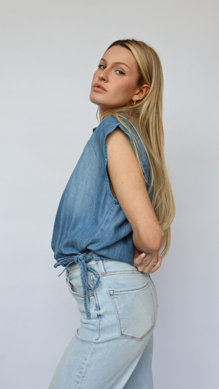 Collared Chambray Top
