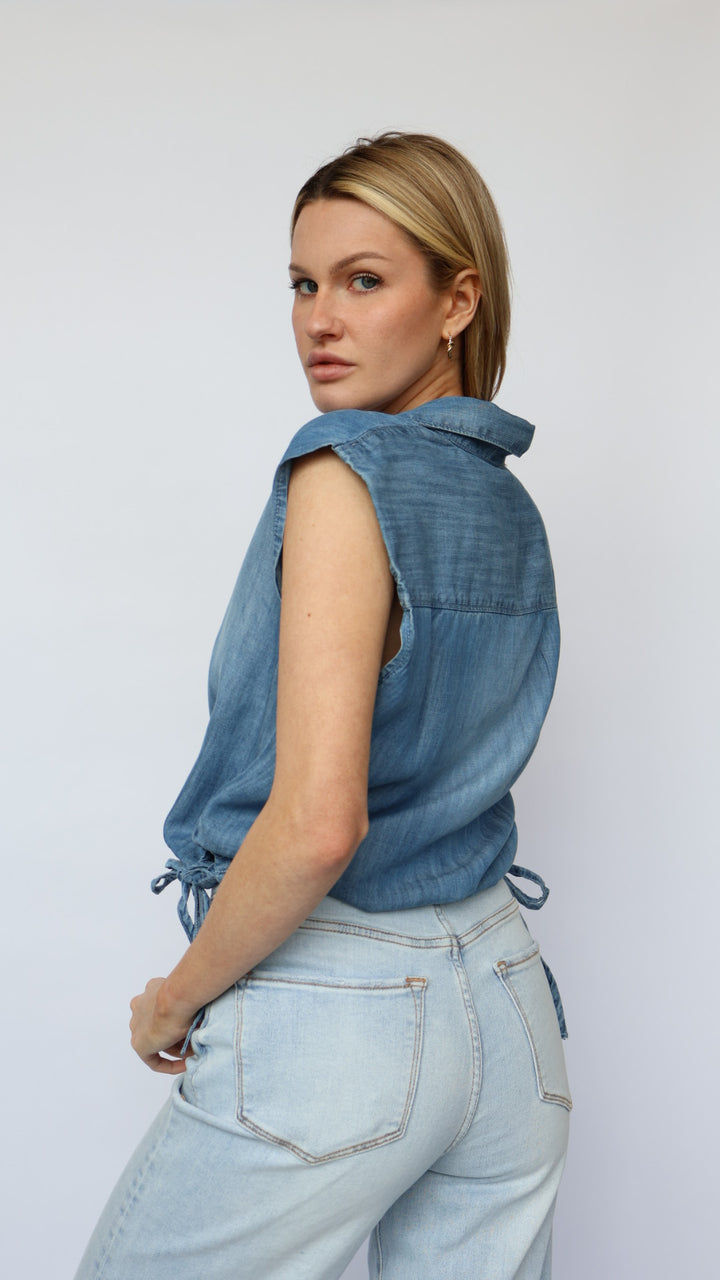 Collared Chambray Top