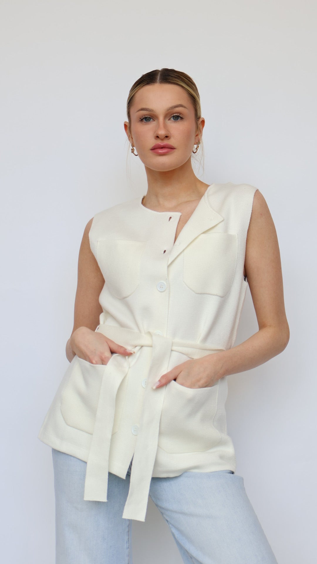 Simone Sleeveless Knit Jacket