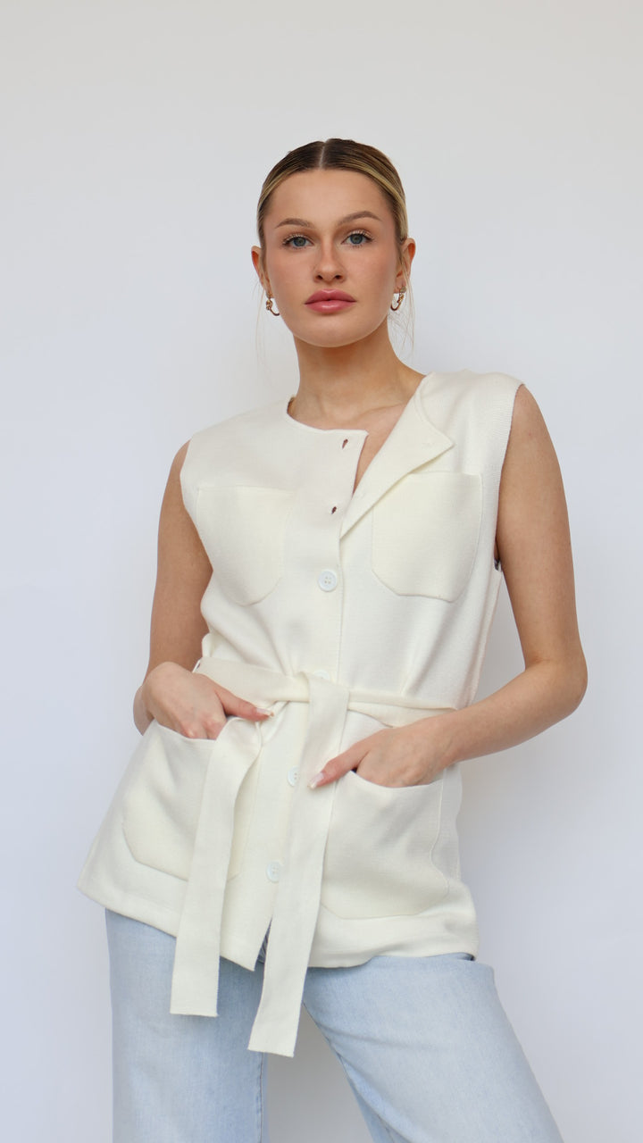 Simone Sleeveless Knit Jacket